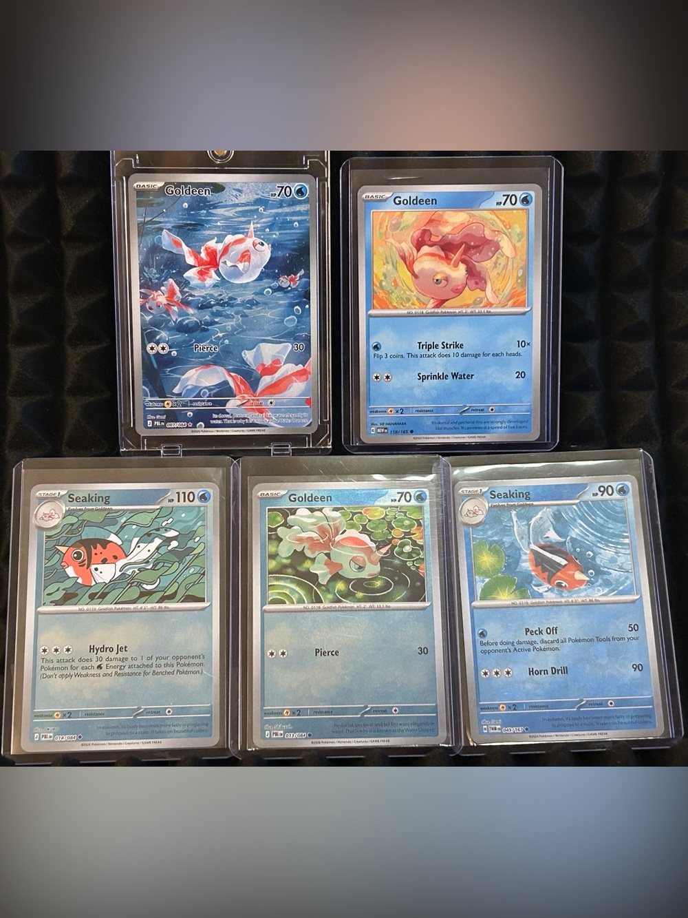 Pokemon TCG Goldeen Full Illustration Evolution Line-5 Card Lot plus Bonus cards